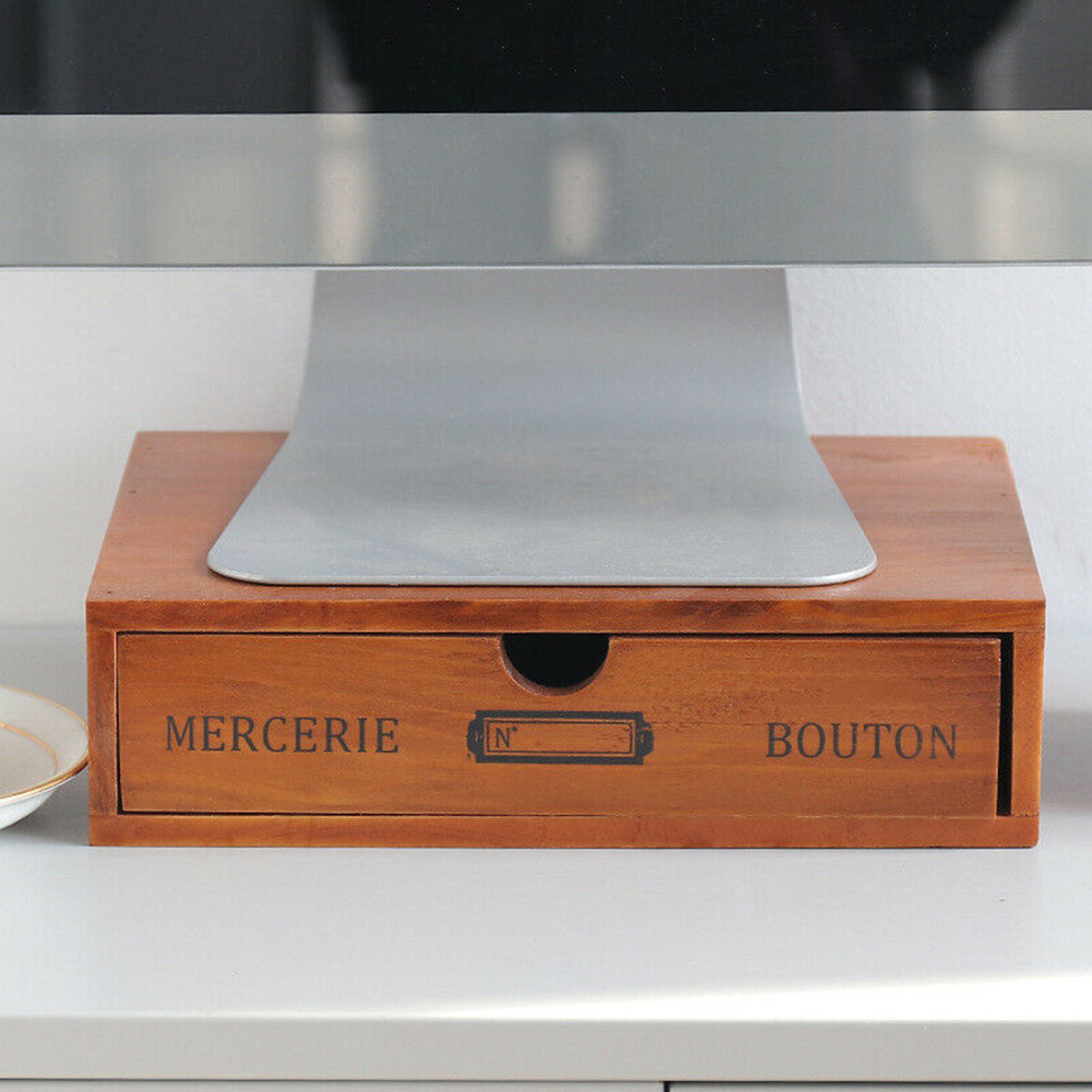 Vintage Wooden Jewelry Box with Drawer, 3-in-1 Organizer